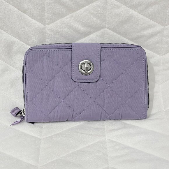 Vera Bradley Performance Twill Turnlock Wallet Lavender Sky - Picture 1 of 3